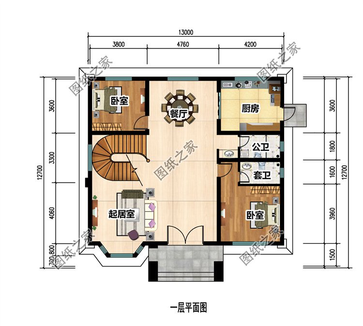 三層歐式別墅設(shè)計圖一層