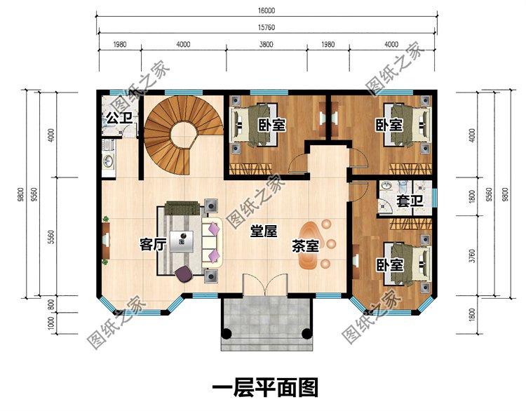 三層法式別墅設計圖一層