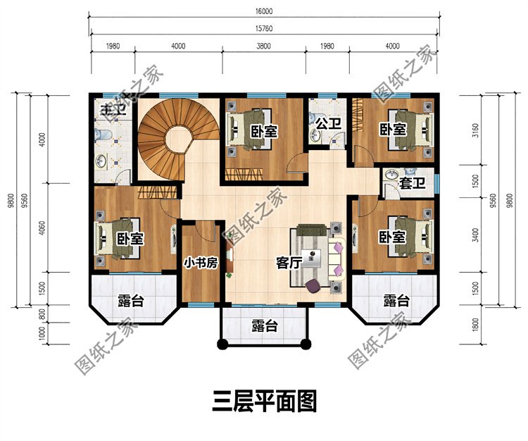 三層法式別墅設計圖三層