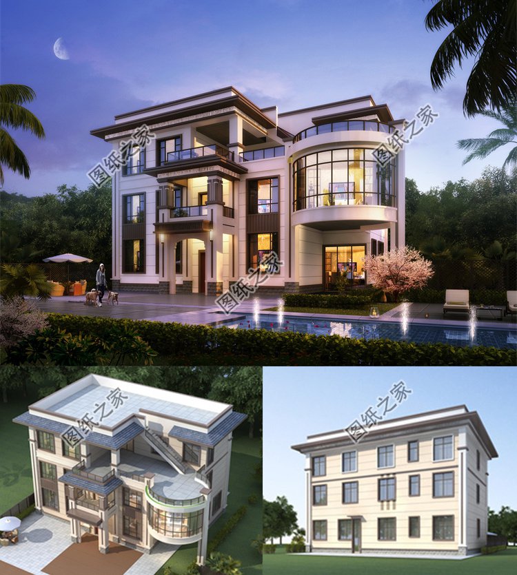 豪華三層歐式農(nóng)村別墅效果圖