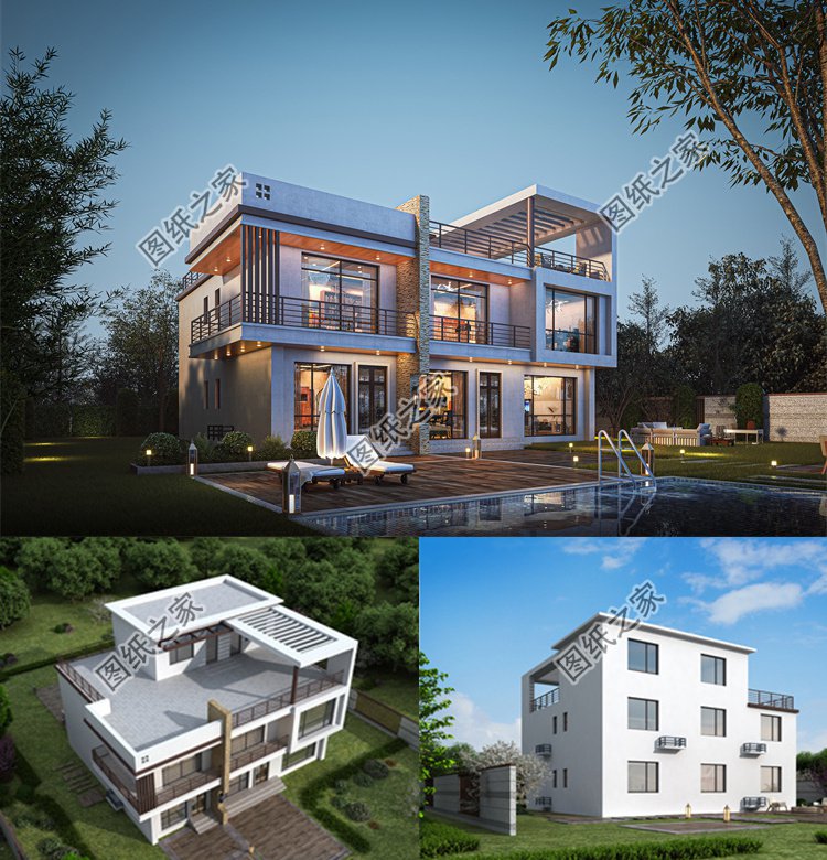 時(shí)尚現(xiàn)代三層農(nóng)村別墅效果圖