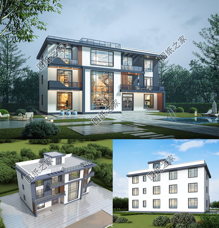 三層平頂現(xiàn)代風(fēng)格效果圖