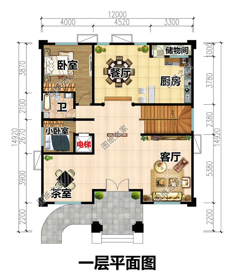 三層簡約別墅一層