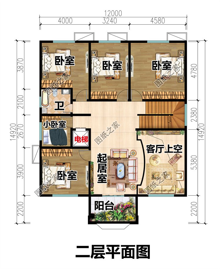 三層簡約別墅二層