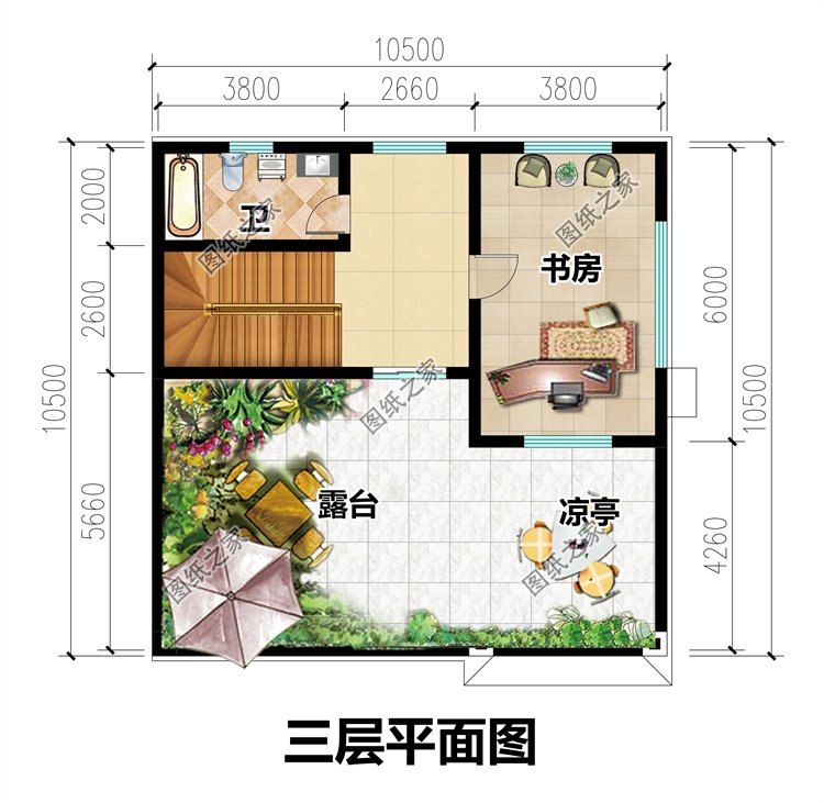 徽派中式三層別墅三層