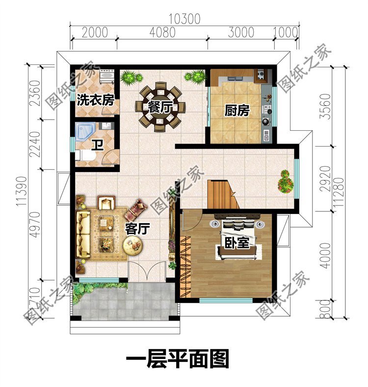 三層現(xiàn)代時(shí)尚風(fēng)別墅一層
