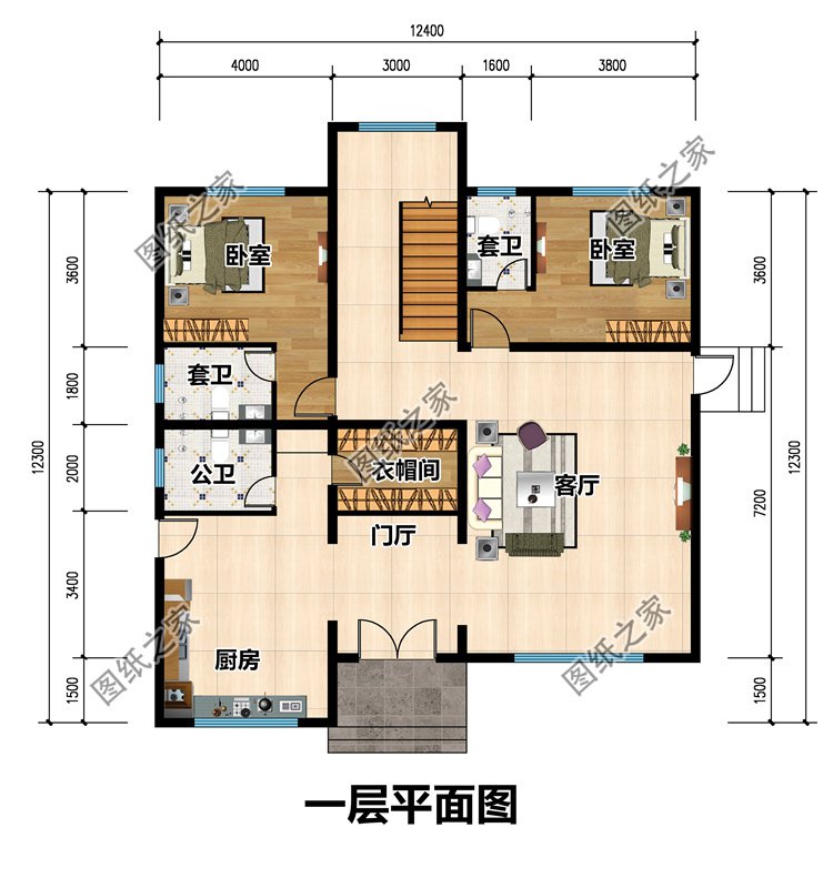 現(xiàn)代簡(jiǎn)約風(fēng)三層別墅一層