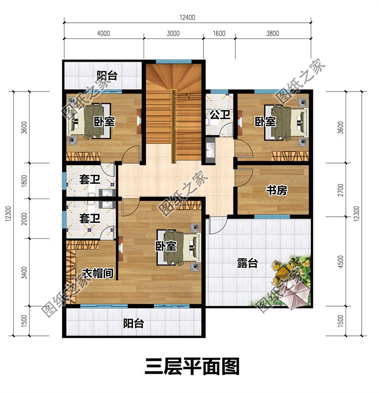 現(xiàn)代簡(jiǎn)約風(fēng)三層別墅三層
