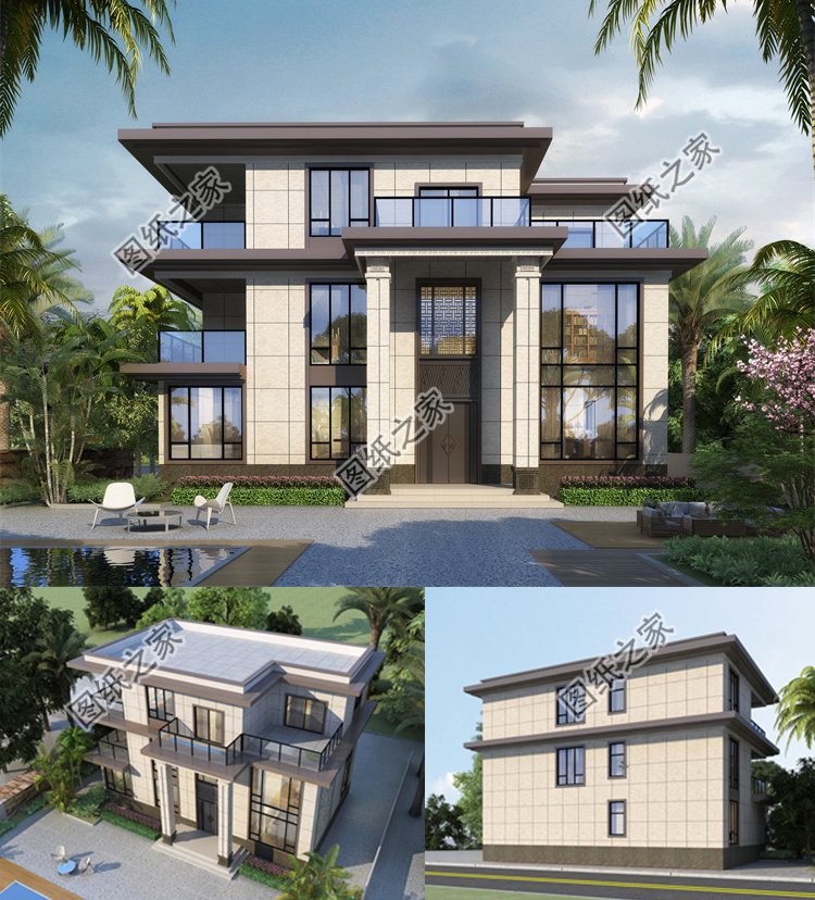 平頂三層農村別墅效果圖