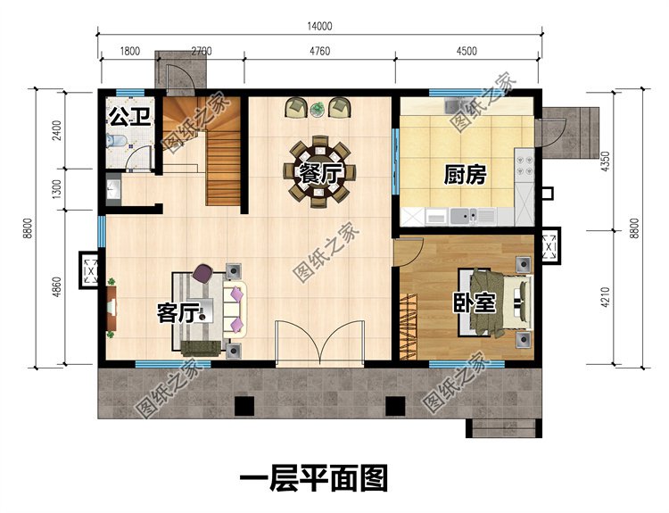 歐式三層農(nóng)村別墅一層