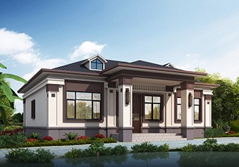 12.8乘10米一層平房別墅設(shè)計(jì)圖，四室二廳南北通透