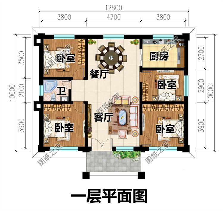 一層平房小院設計圖