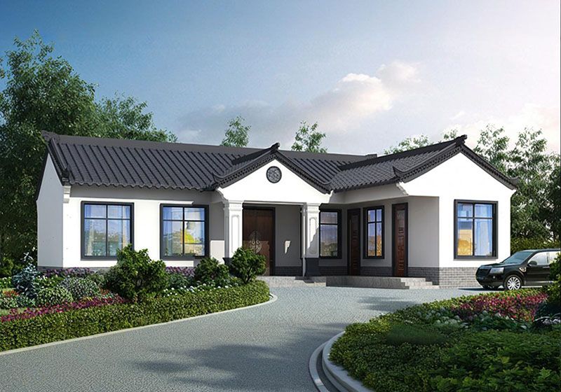 徽派自建房一層設計圖，七字型設計，獨立餐廚便捷實用