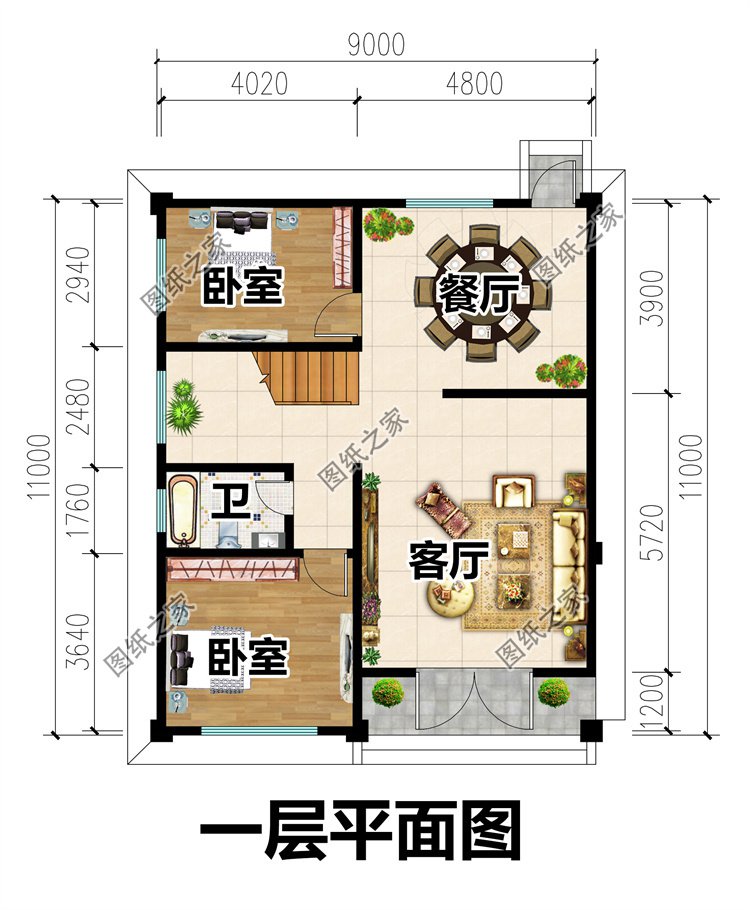 二開(kāi)間二層別墅設(shè)計(jì)圖1