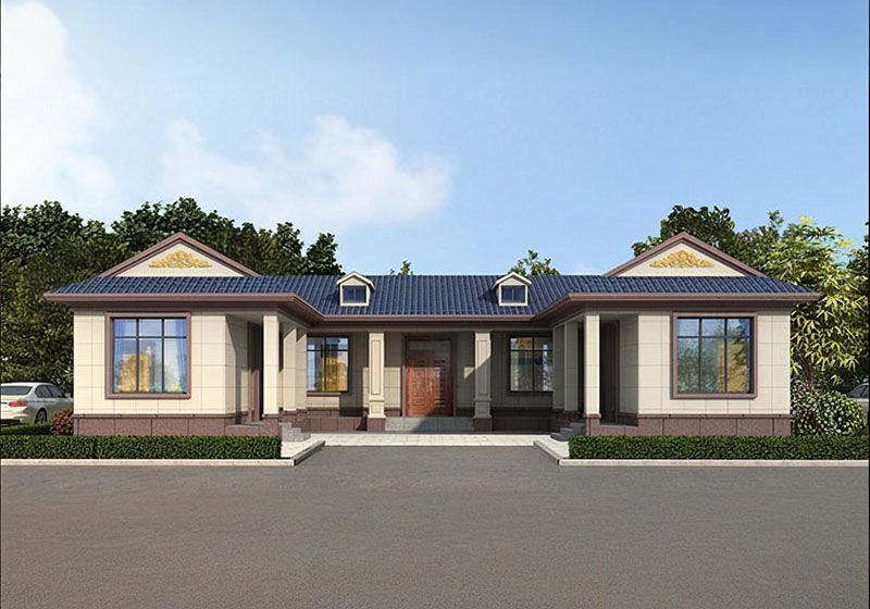 農(nóng)村一層中式別墅設(shè)計圖，經(jīng)典大氣，布局舒適，面寬20米