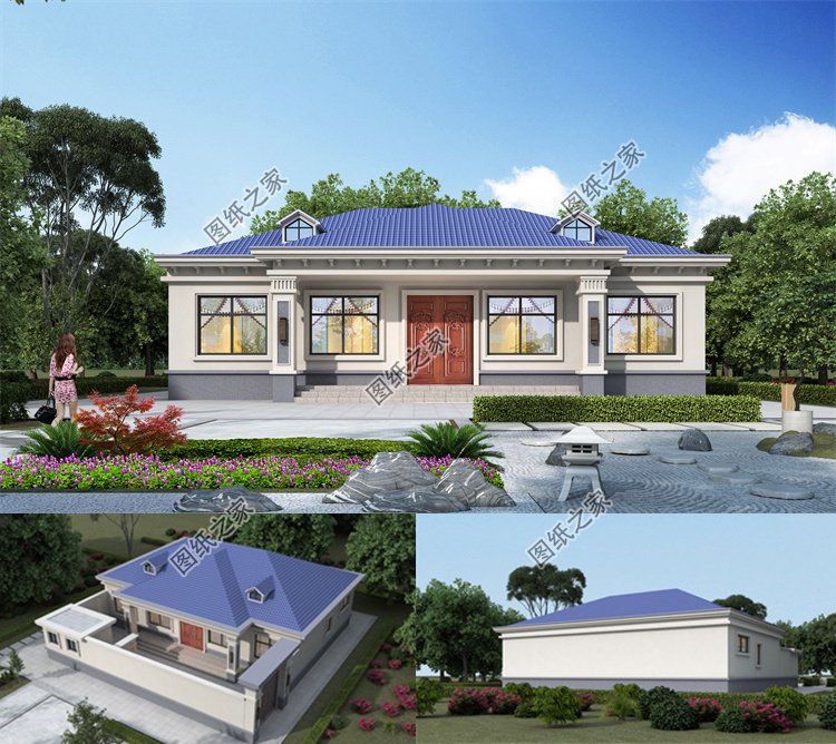 一層帶院自建房設(shè)計效果圖