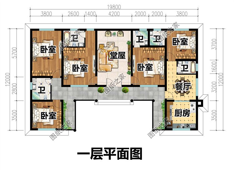 自建一層三合院別墅圖2