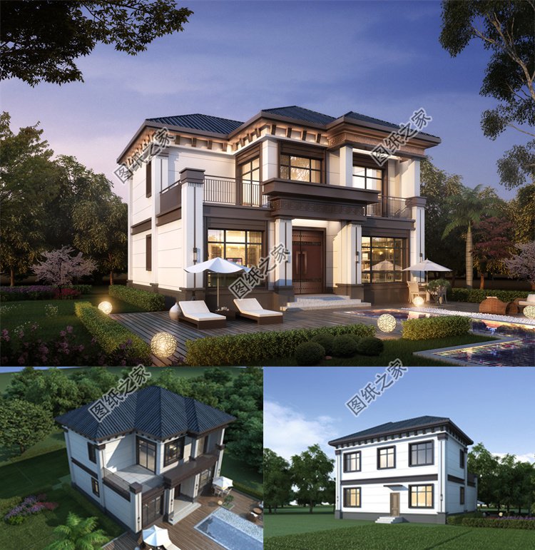二層新中式別墅效果圖