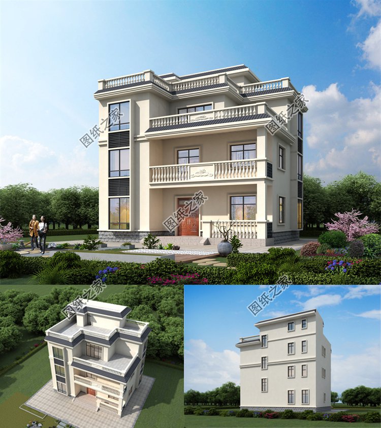 占地百平農村三層戶型效果圖