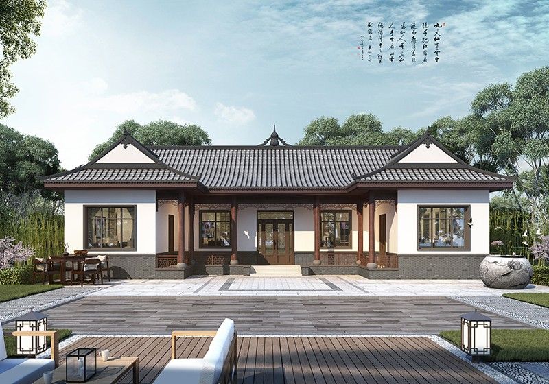 帶堂屋設(shè)計一層三合院設(shè)計圖，白墻黛瓦古韻悠悠，比高層舒服接地氣！