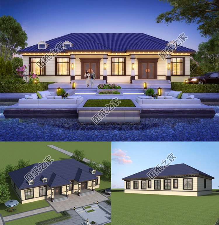 農(nóng)村一層雙拼別墅設(shè)計圖1