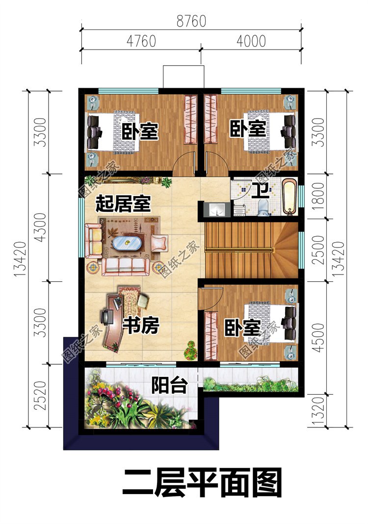 農(nóng)村兩開(kāi)間二層小別墅3