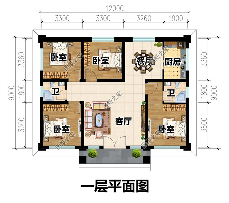 一層平房別墅設(shè)計(jì)圖2