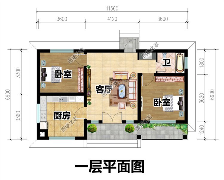 一層小別墅設(shè)計(jì)圖2