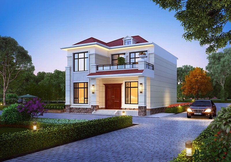 兩間二層農(nóng)村自建房設(shè)計(jì)圖，面積雖小功能齊全，布局緊湊。