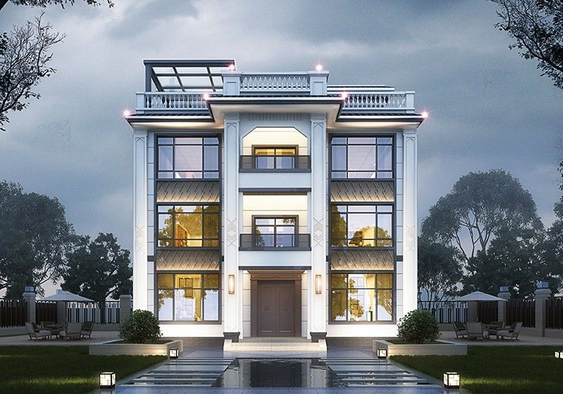 最火現(xiàn)代風(fēng)三層半別墅設(shè)計(jì)圖，時(shí)尚簡(jiǎn)約寬敞舒適