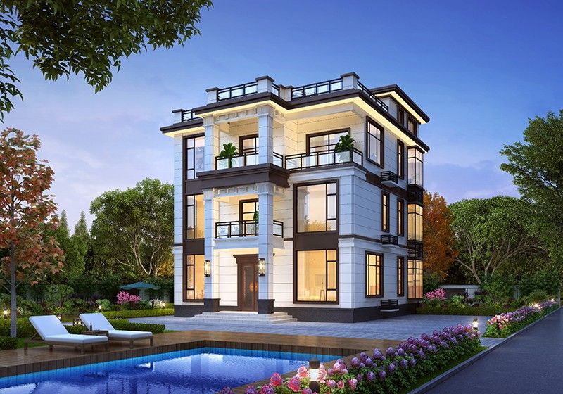 農(nóng)村三間三層半別墅設(shè)計(jì)圖，舒適寬敞時(shí)尚經(jīng)濟(jì)，居住生活方便舒適