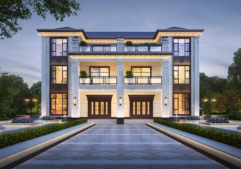 開(kāi)間20米雙拼別墅三層設(shè)計(jì)圖，兄弟合建省時(shí)省力又省心