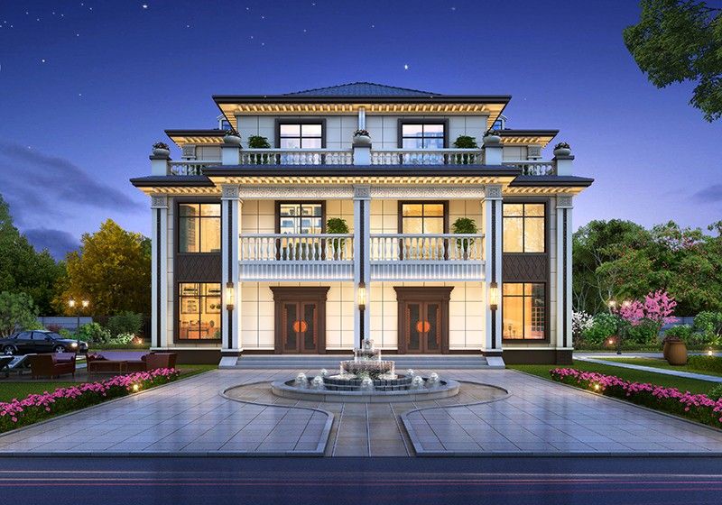 豪華雙拼三層別墅設(shè)計(jì)圖，在農(nóng)村建一棟，將是最靚的風(fēng)景！