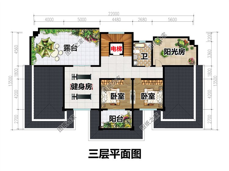 五開間農(nóng)村別墅設(shè)計圖4